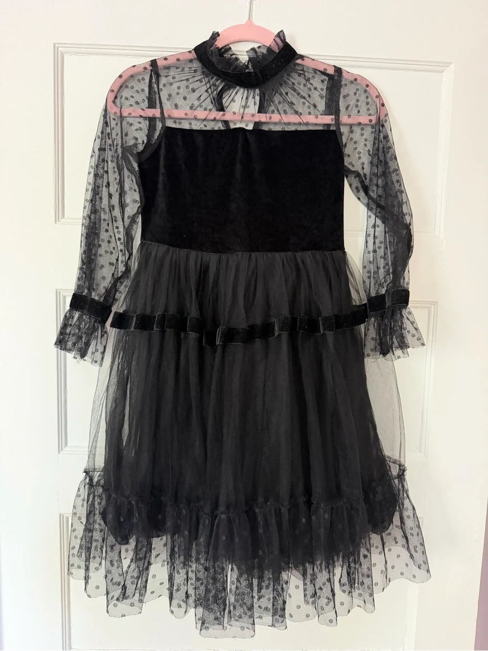 Trish Scully Girls 8 Black Velvet Tulle Formal Dress